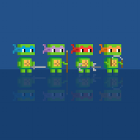 Pixel-art Teenage Mutant Ninja Turtles