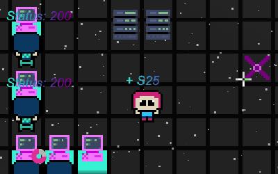 In To Net Cafe pixel-art space cafe building simulation